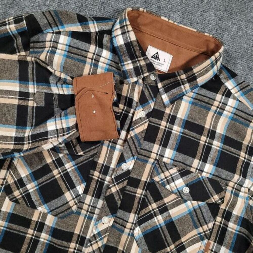 Speed Your‎ Run Flannel Shirt Men's Large Tech Flap Pocket Poly Rayon Stretch